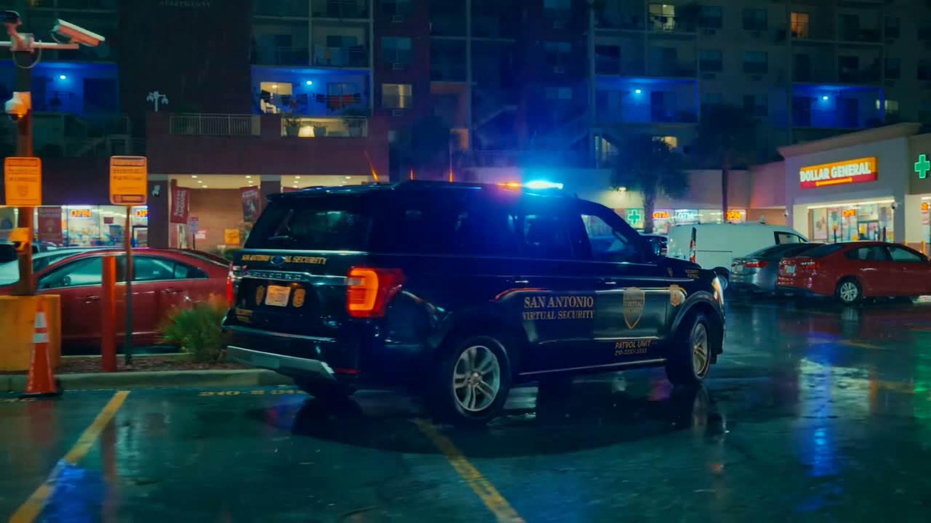 SAVS patrol vehicle at an apartment community